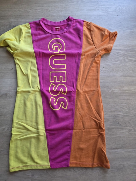 Guess Dresses & Skirts - GUESS Colorblock Logo Tee Dress - Yellow, Fuchsia, Orange